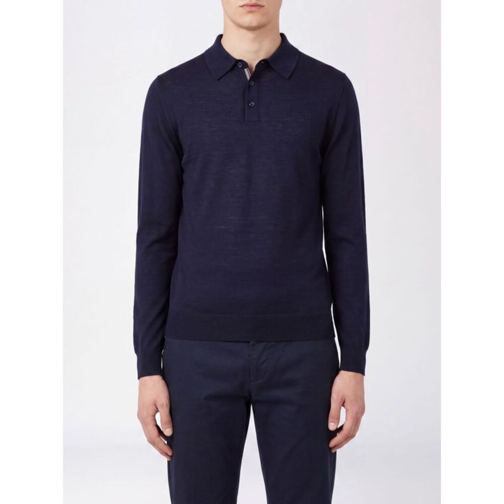 Paul Smith Men Paul Smith Long-Sleeved Slim Fit Merino Wool Knit Polo Shirt
